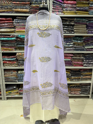 Lavender color Kota Doria Dupatta with gota patti