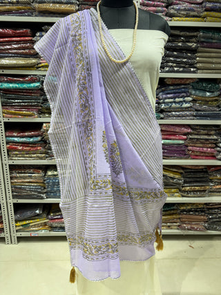 Lavender color Kota Doria Dupatta with gota patti
