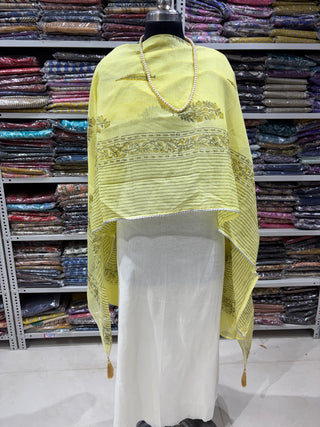 Light Green color Kota Doria Dupatta with gota patti