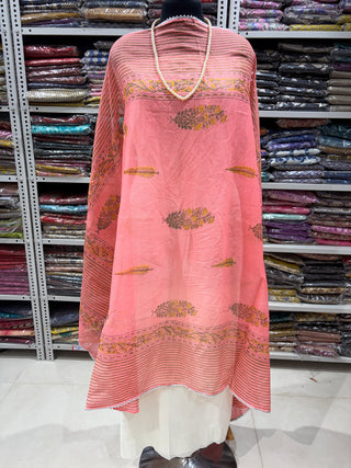 Royal Pink color Kota Doria Dupatta with gota patti