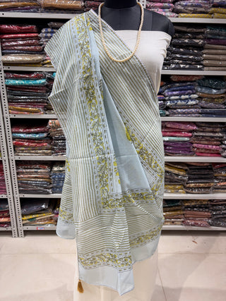 Green color Kota Doria Dupatta with gota patti