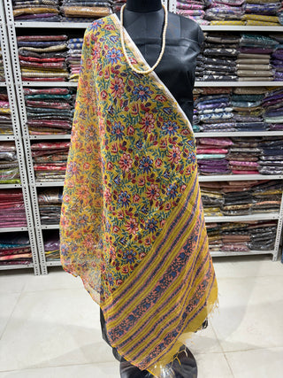 Kota Doria Dupatta with  Sanganeri print