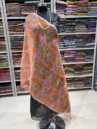 Handblock Cotton Office Wear Suit fabric with Kota Doria Dupatta  (Suit Fabric #2333)