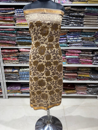 Vanaspati Ajrakh Handblock Maheshwari Suit Material with Maheshwari Dupatta(Lining Included)