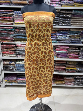 Vanaspati Ajrakh Handblock Maheshwari Suit Material with Maheshwari Dupatta(Lining Included)