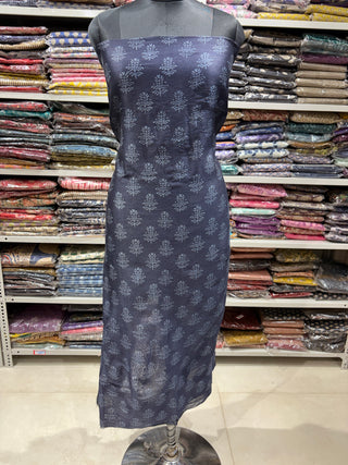 Handblock Maheshwari Suit Material with Maheshwari Dupatta(Lining Included)
