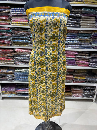 Handblock Maheshwari Suit Material with Maheshwari Dupatta(Lining Included)