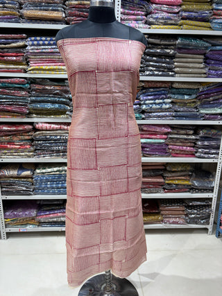 Handblock Maheshwari Suit Material with Maheshwari Dupatta(Lining Included)