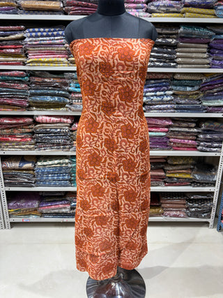 Vanaspati Ajrakh Handblock Maheshwari Suit Material with Maheshwari Dupatta(Lining Included)