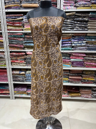 Vanaspati Ajrakh Handblock Maheshwari Suit Material with Maheshwari Dupatta(Lining Included)