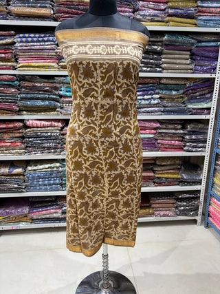 Vanaspati Ajrakh Handblock Maheshwari Suit Material with Maheshwari Dupatta(Lining Included)