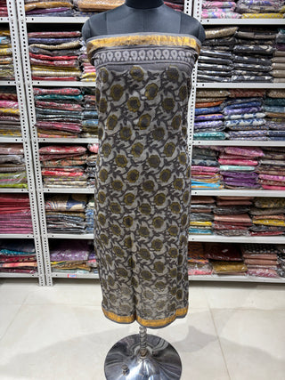 Vanaspati Ajrakh Handblock Maheshwari Suit Material with Maheshwari Dupatta(Lining Included)