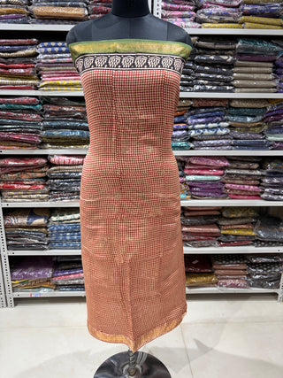 Handblock Maheshwari Suit Material with Maheshwari Dupatta(Lining Included)