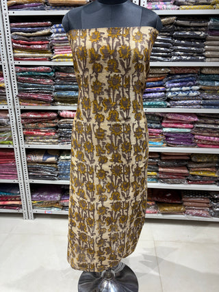 Vanaspati Ajrakh Handblock Maheshwari Suit Material with Maheshwari Dupatta(Lining Included)