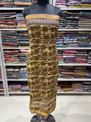 Vanaspati Ajrakh Handblock Maheshwari Suit Material with Maheshwari Dupatta(Lining Included)