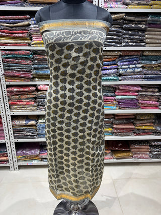 Vanaspati Ajrakh Handblock Maheshwari Suit Material with Maheshwari Dupatta(Lining Included)