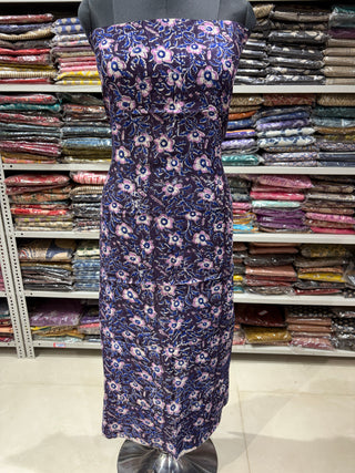 Handblock Maheshwari Suit Material with Maheshwari Dupatta(Lining Included)
