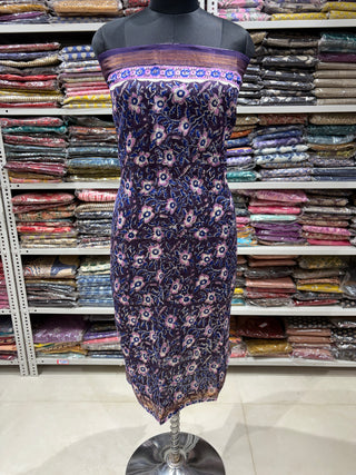 Handblock Maheshwari Suit Material with Maheshwari Dupatta(Lining Included)