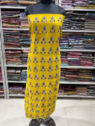 Handblock Maheshwari Suit Material with Maheshwari Dupatta(Lining Included)