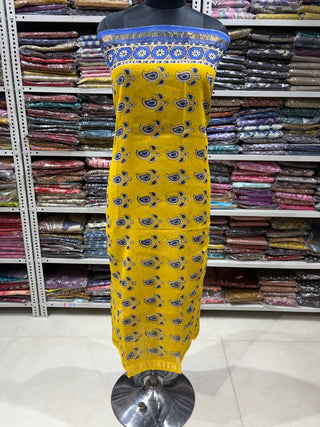 Handblock Maheshwari Suit Material with Maheshwari Dupatta(Lining Included)