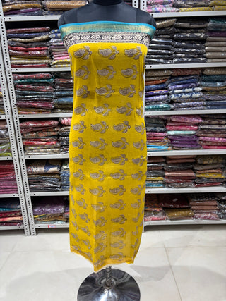 Handblock Maheshwari Suit Material with Maheshwari Dupatta(Lining Included)
