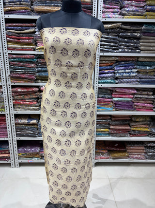 Handblock Maheshwari Suit Material with Maheshwari Dupatta(Lining Included)