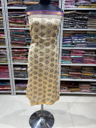 Handblock Maheshwari Suit Material with Maheshwari Dupatta(Lining Included)