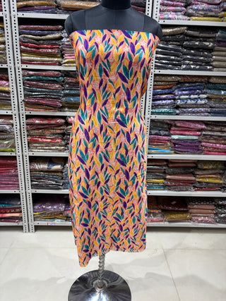 Handblock Maheshwari Suit Material with Maheshwari Dupatta(Lining Included)