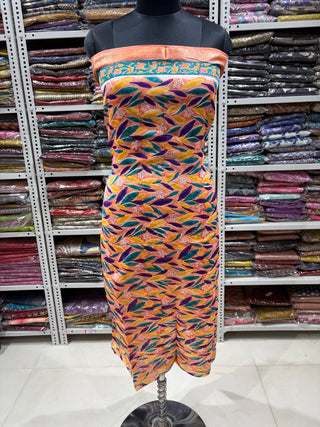 Handblock Maheshwari Suit Material with Maheshwari Dupatta(Lining Included)