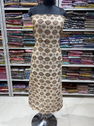 Handblock Maheshwari Suit Material with Maheshwari Dupatta(Lining Included)