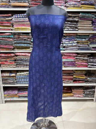 Handblock Maheshwari Suit Material with Maheshwari Dupatta(Lining Included)