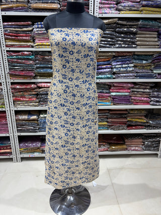 Handblock Maheshwari Suit Material with Maheshwari Dupatta(Lining Included)