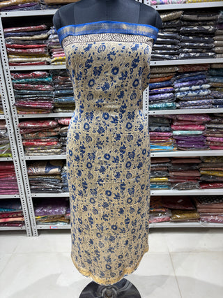 Handblock Maheshwari Suit Material with Maheshwari Dupatta(Lining Included)