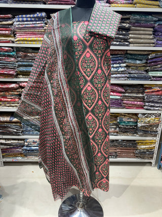 Cotton  ScreenPrint  Office Wear Suit fabric with Kota Doria Dupatta (#2437)