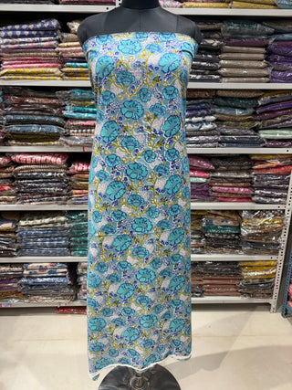 Cotton Handblock Office Wear Suit fabric with Kota Doria Dupatta (Suit Fabric #2440)