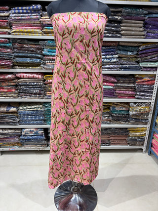 Handblock Cotton Office Wear Suit fabric with Kota Doria Dupatta  (Suit Fabric #2449)