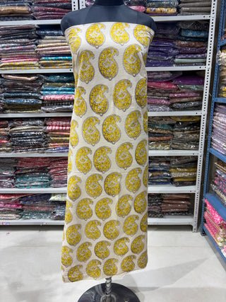 Cotton Handblock Office Wear Suit fabric with Kota Doria Dupatta