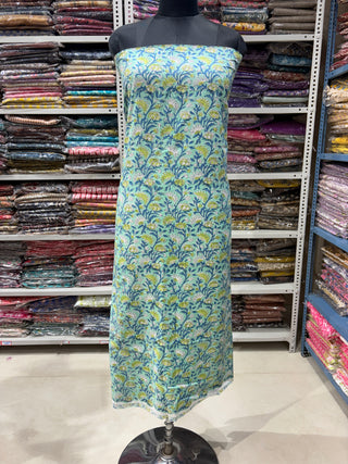 Cotton Handblock Office Wear Suit fabric with Kota Doria Dupatta