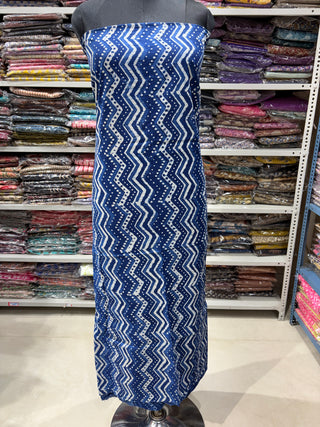 Cotton Dabu Indigo Handblock Office Wear Suit fabric with Kota doria Dupatta