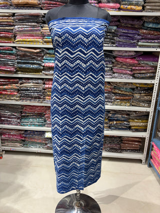 Cotton Dabu Indigo Handblock Office Wear Suit fabric with Kota doria Dupatta