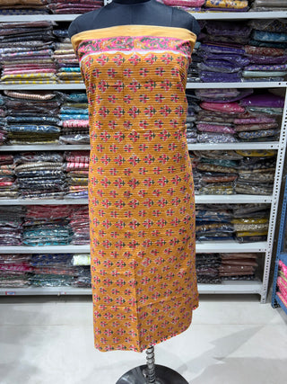 Cotton Handblock Office Wear Suit fabric with Kota Doria Dupatta