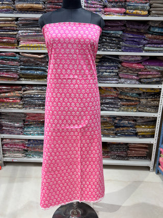 Cotton Handblock Office Wear Suit fabric with Kota Doria Dupatta