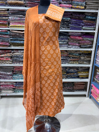 Premium Cotton Handblock Suit fabric with Chiffon Dupatta