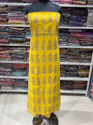 Cotton Ajrakh Handblock Office Wear Suit fabric with Kota doria Dupatta