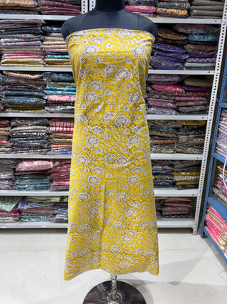 Premium Cotton Handblock Suit fabric with Chiffon Dupatta