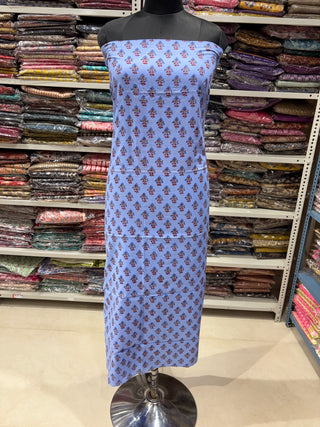 Cotton Handblock Office Wear Suit fabric with Kota Doria Dupatta
