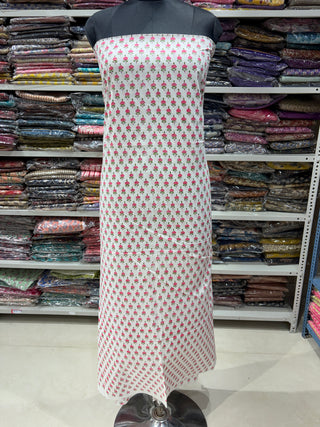 Cotton Handblock Office Wear Suit fabric with Kota Doria Dupatta