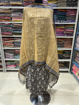 Cotton Kalamkari Handblock Office Wear Suit fabric with Kota doria Dupatta