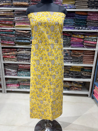 Cotton Handblock Office Wear Suit fabric with Kota Doria Dupatta