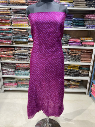 Handblock Chanderi Suit Material with Chanderi Dupatta(Lining Included)
